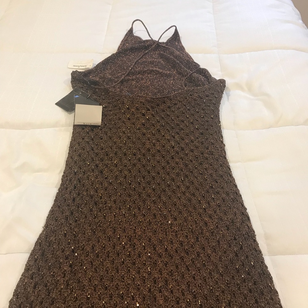 Formal floor length gown. Copper/Brown with Bling